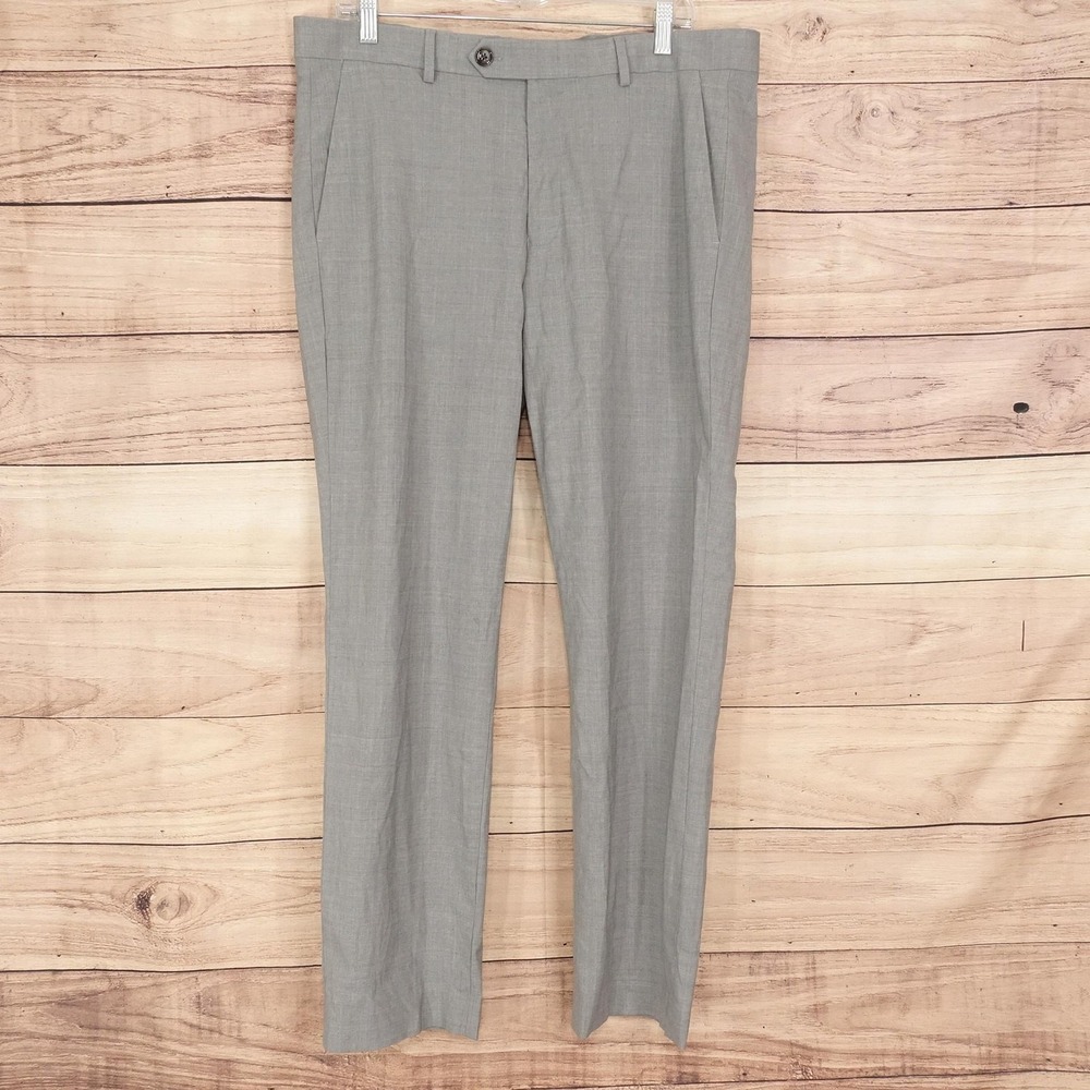 Murano Alex Fit Dress Pants Mens 36x30 Gray Wool Stretch Pleated